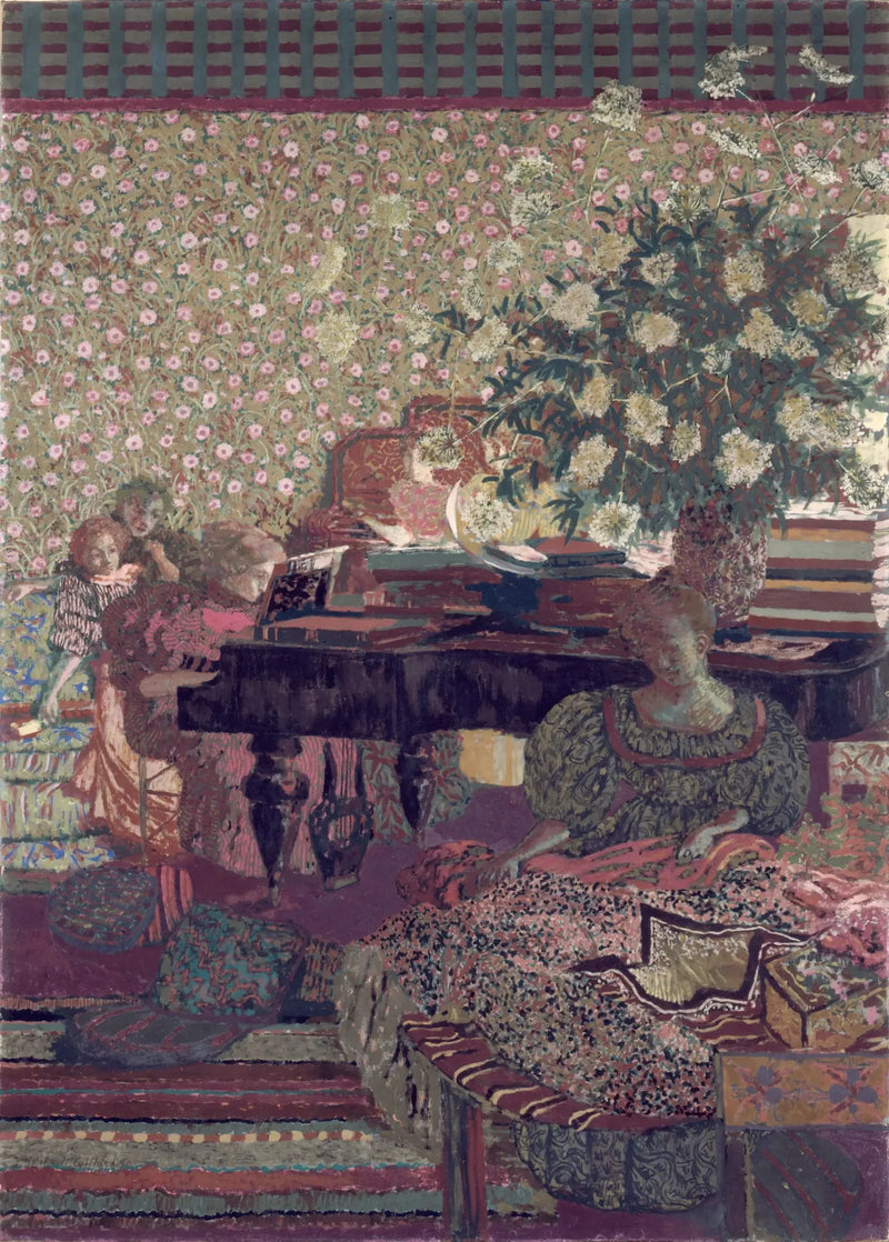 Henkilöhahmoja sisätilassa. Musiikki - Édouard Vuillard