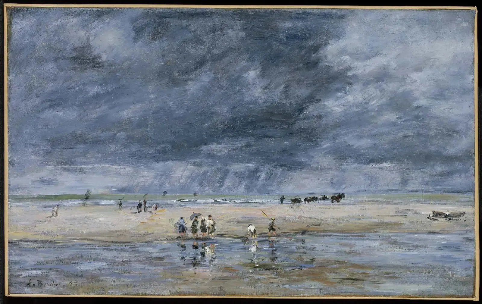 Personnages sur la plage - Eugène Boudin image 1 copie peinte à la main à l’huile