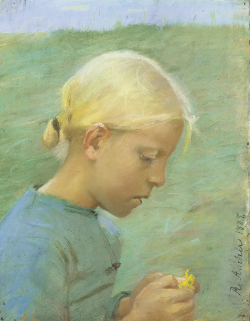 Pieni tyttö kukan kanssa - Anna Ancher