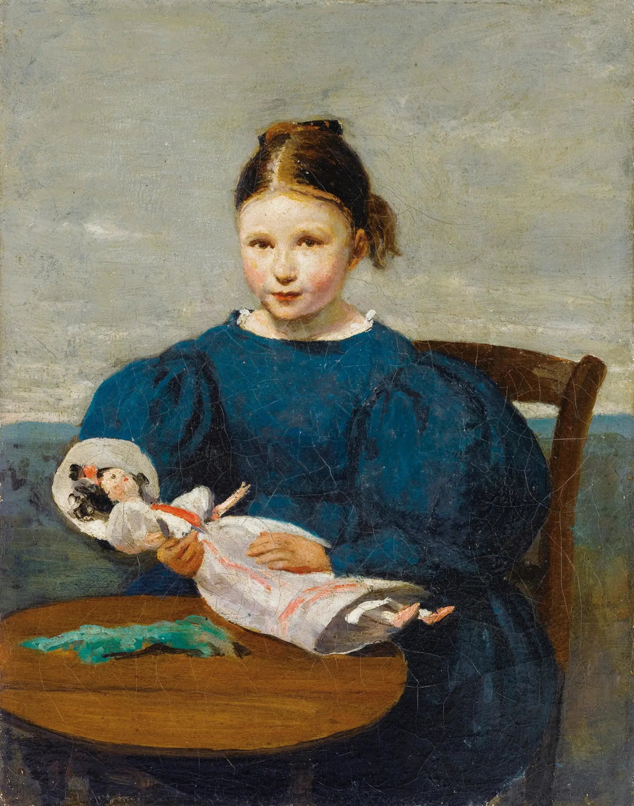 Pieni tyttö lelun kanssa - Jean-Baptiste Camille Corot