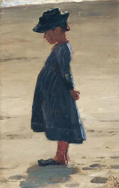 Pieni tyttö seisoo Skagenin etelärannalla - Peder Severin Krøyer