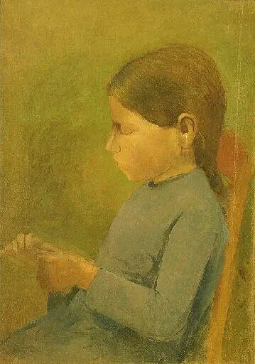 Pieni tyttö neulomassa - Odilon Redon