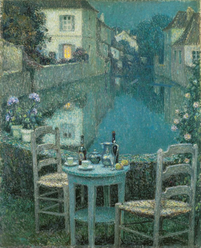 Pieni pöytä illan hämärässä - Henri Le Sidaner