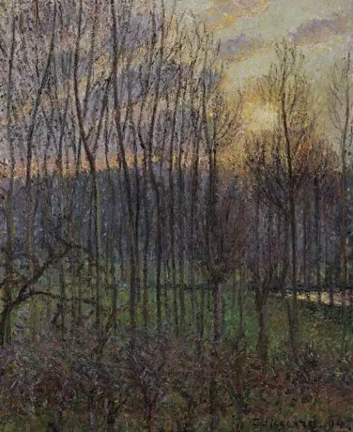 Peupiat Éragnyssä, auringonlasku - Camille Pissarro