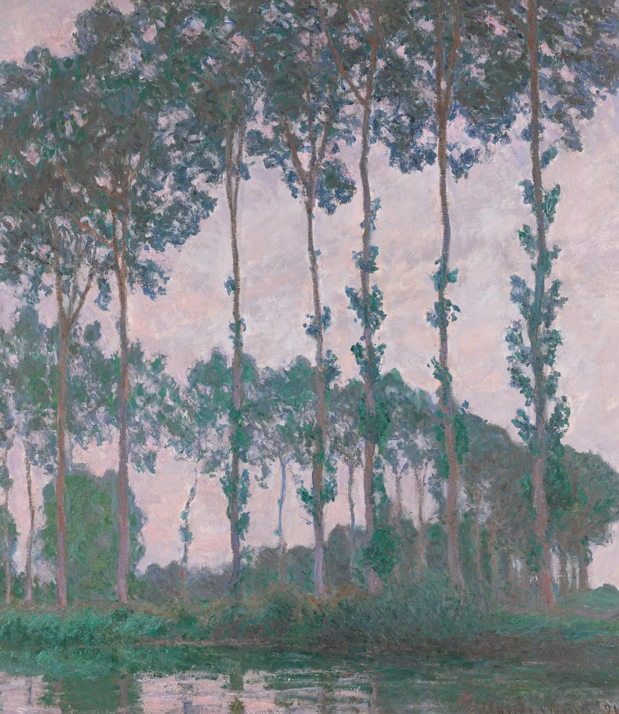 Haapoja Epte-joen rannalla, pilvinen sää - Claude Monet