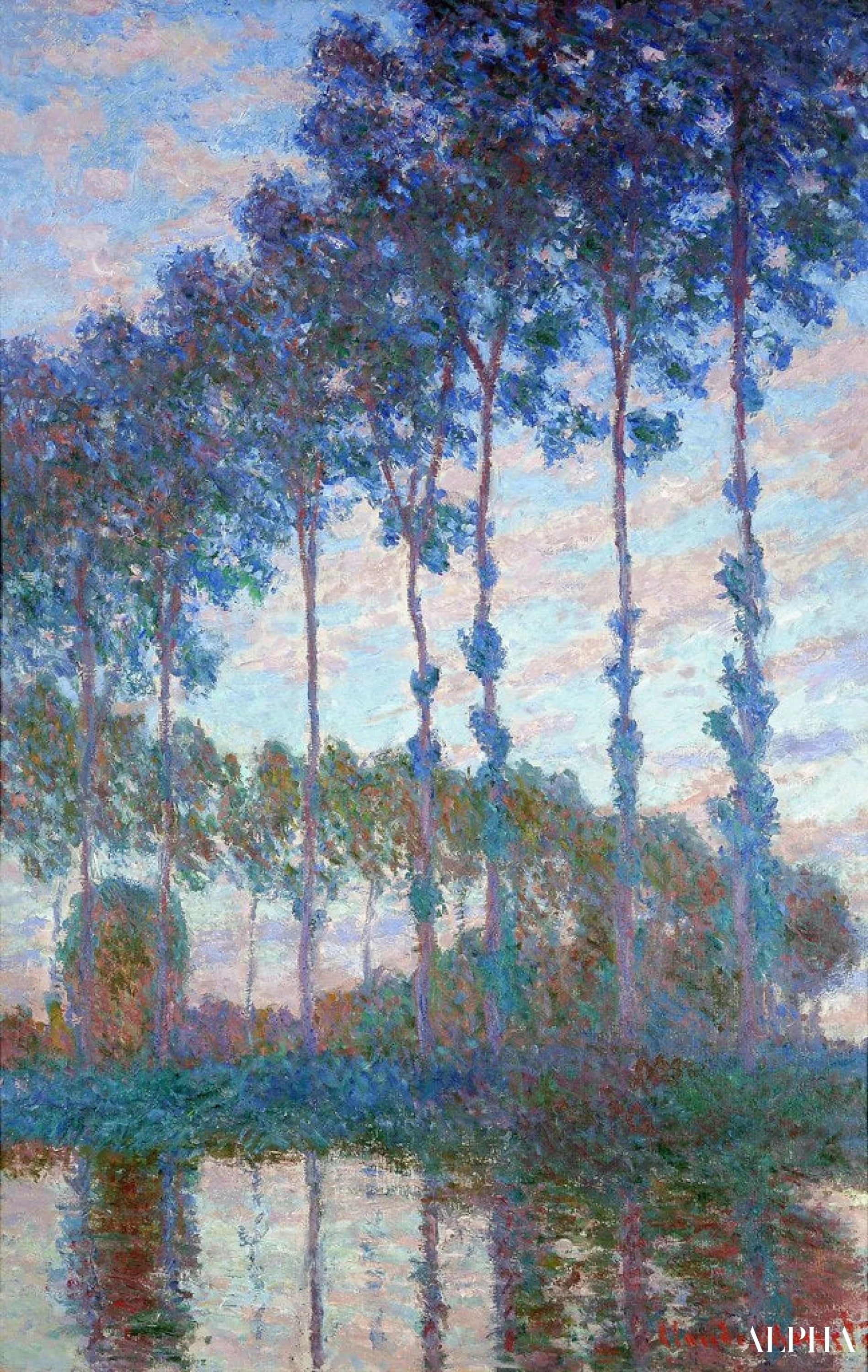 Poplarit Epte-joen varrella, iltaefekti - Claude Monet - Korkealaatuiset taulujen ja maalauksien reproduktiot