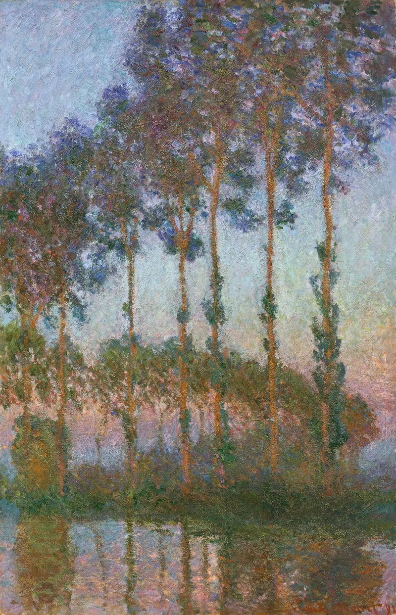 Poppelia Epten rannoilla, hämärä W1296 - Claude Monet