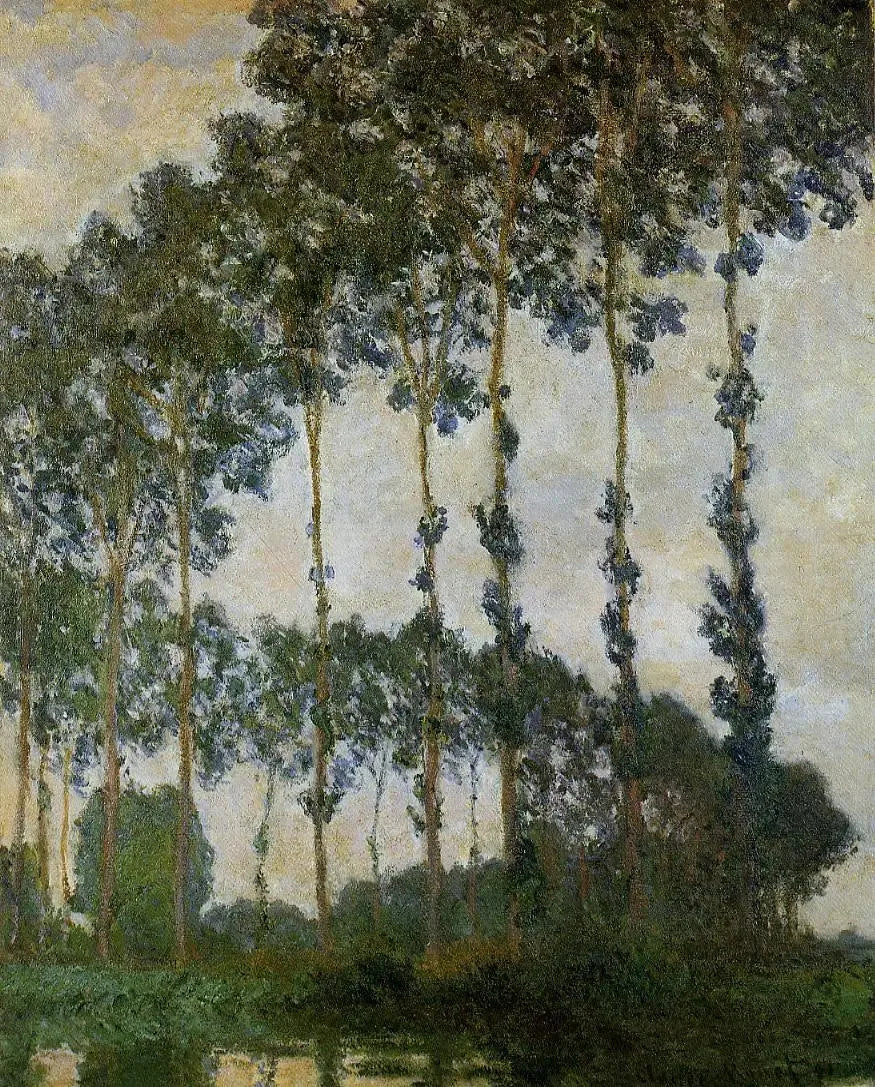 Haapoja lähellä Givernyä, pilvinen sää - Claude Monet