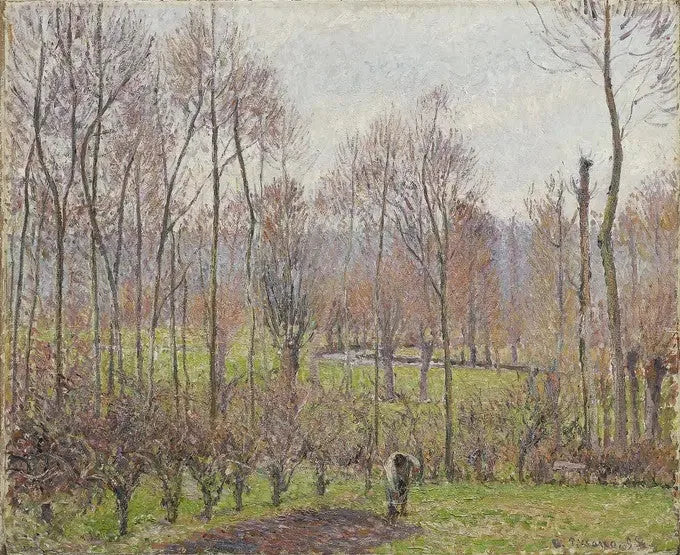 Poplarit, harmaa sää, Éragny - Camille Pissarro