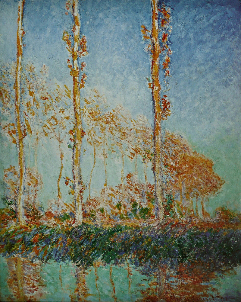 Haavat, kolme vaaleanpunaista puuta, syksy - Claude Monet