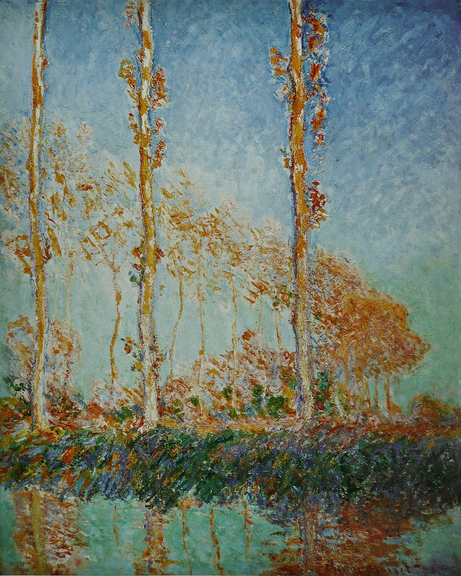 Haavat, kolme vaaleanpunaista puuta, syksy - Claude Monet