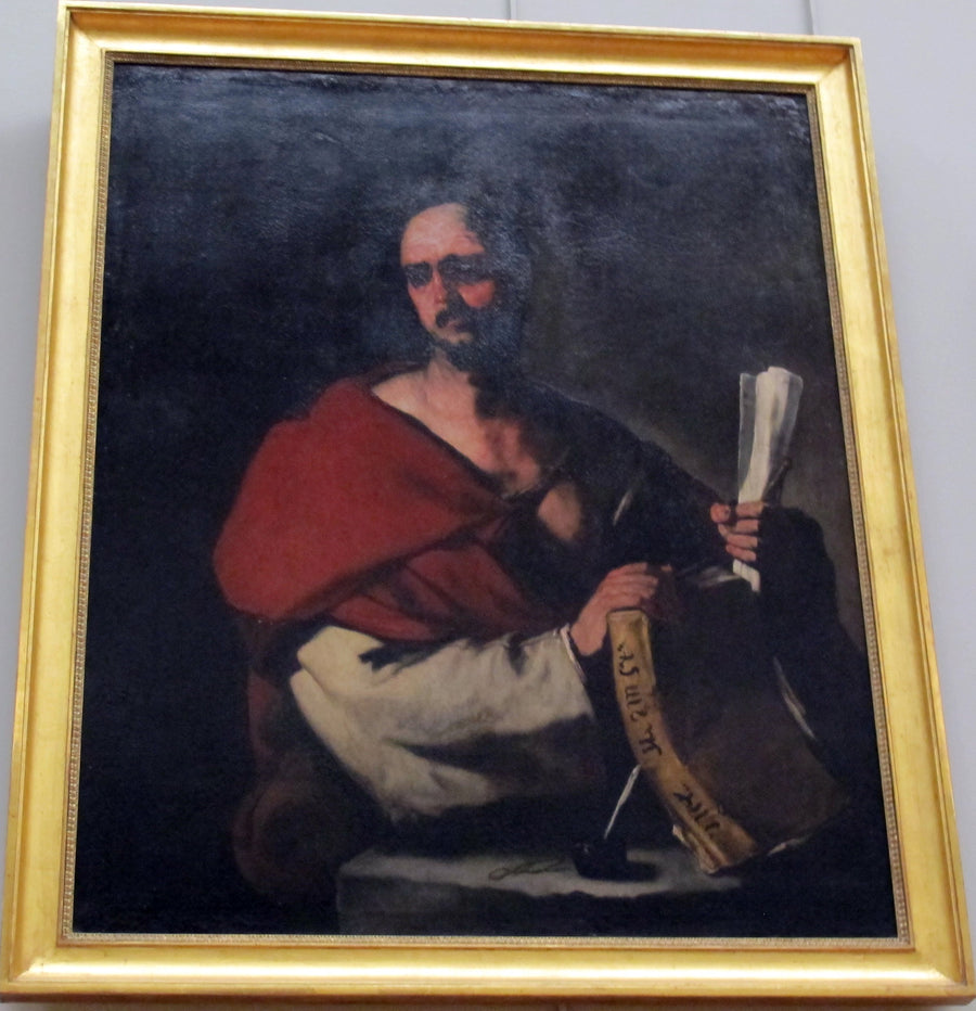 Filosofi pitäen kirjaa ja paperirullaa - Luca Giordano