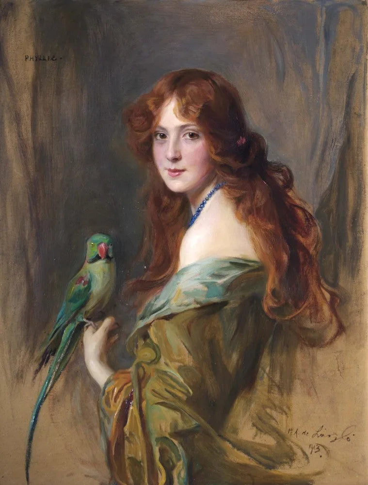 Phyllis (Nainen papukaijan kanssa) - Philip de Laszlo