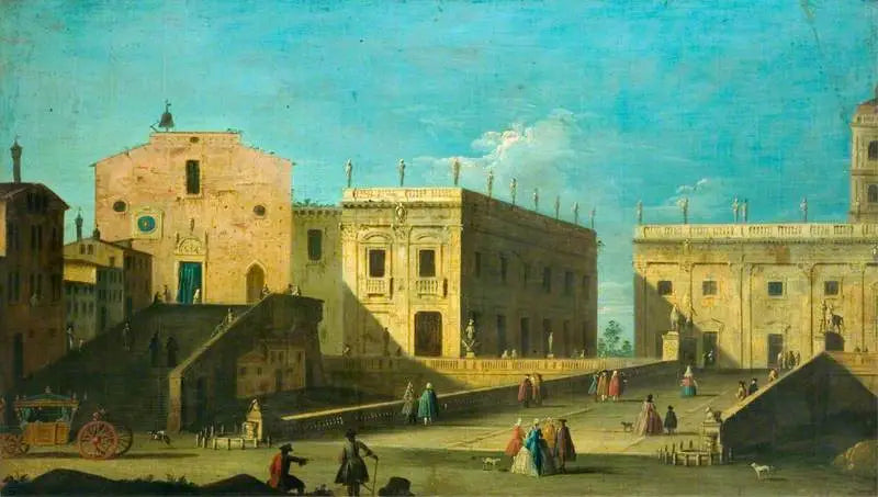 Piazza del Campidoglio, Rooma, vasemmalla Santa Maria in Aracoeli - Canaletto