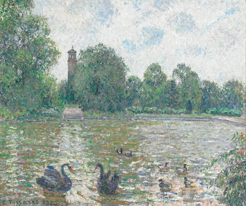 Vedenpinta Kew'ssä, Lontoossa - Camille Pissarro