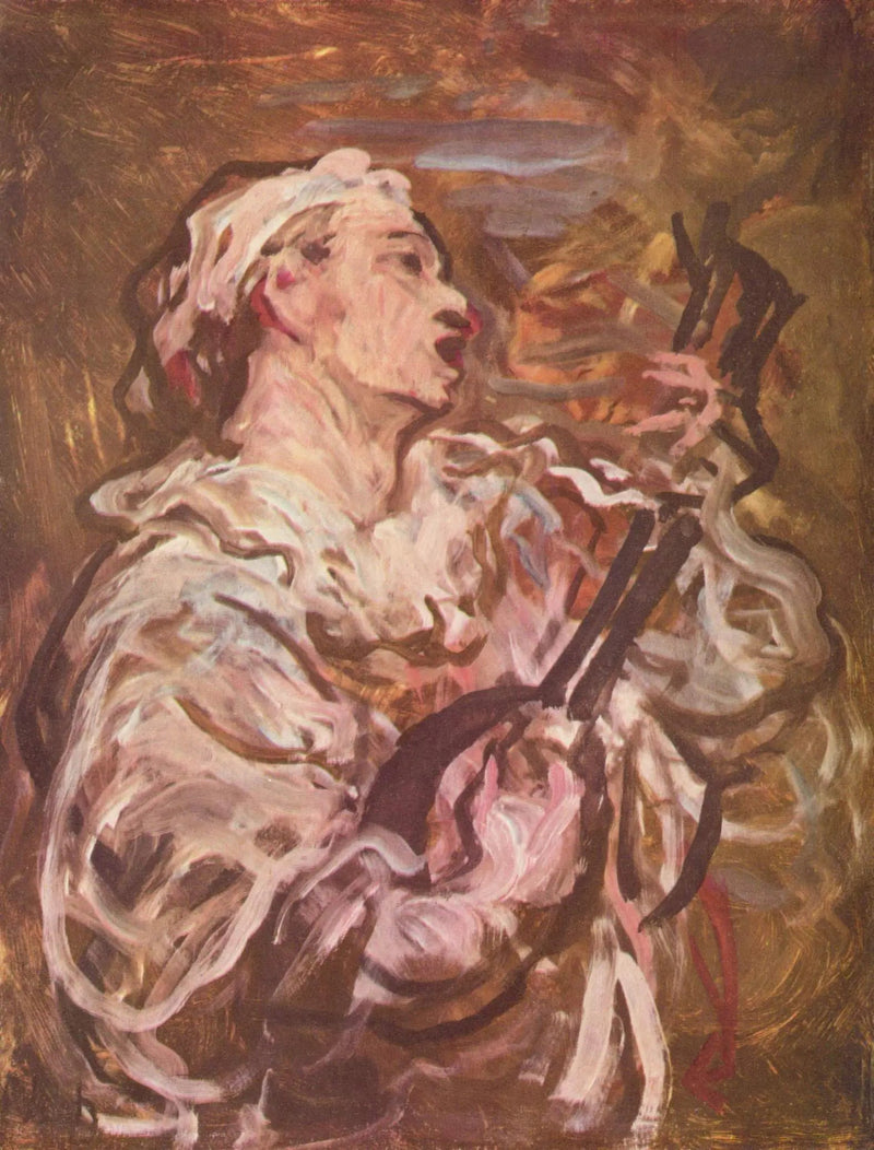 Pierrot soittaa mandoliinia - Honoré Daumier