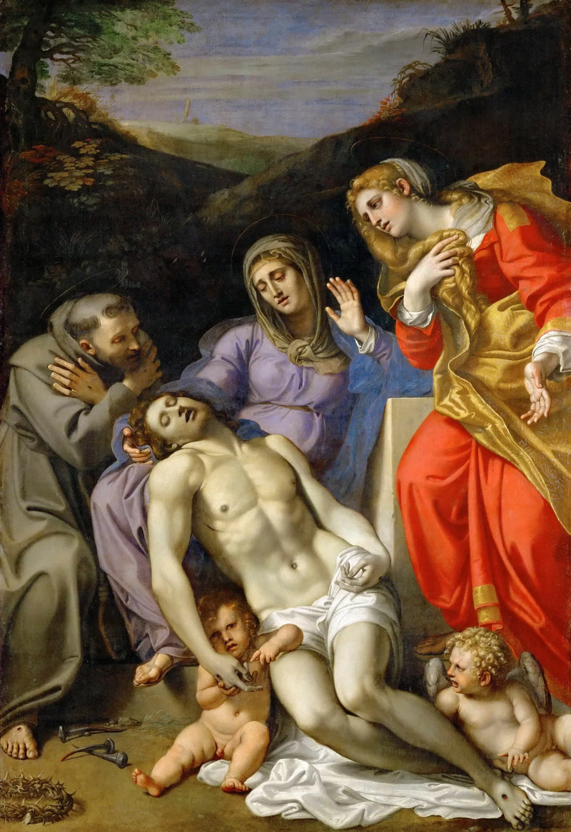 Pietà pyhän Franciscuksen ja pyhän Marian Magdalenan kanssa - Annibale Carracci