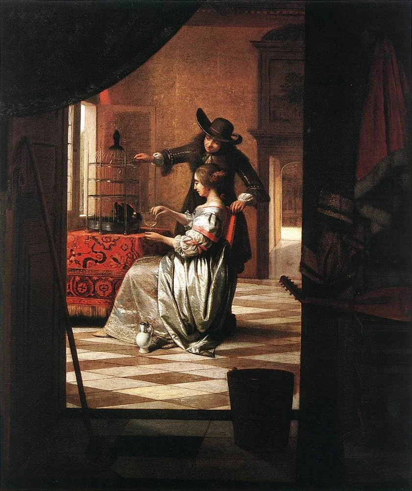 Couple avec perroquet - Pieter de Hooch