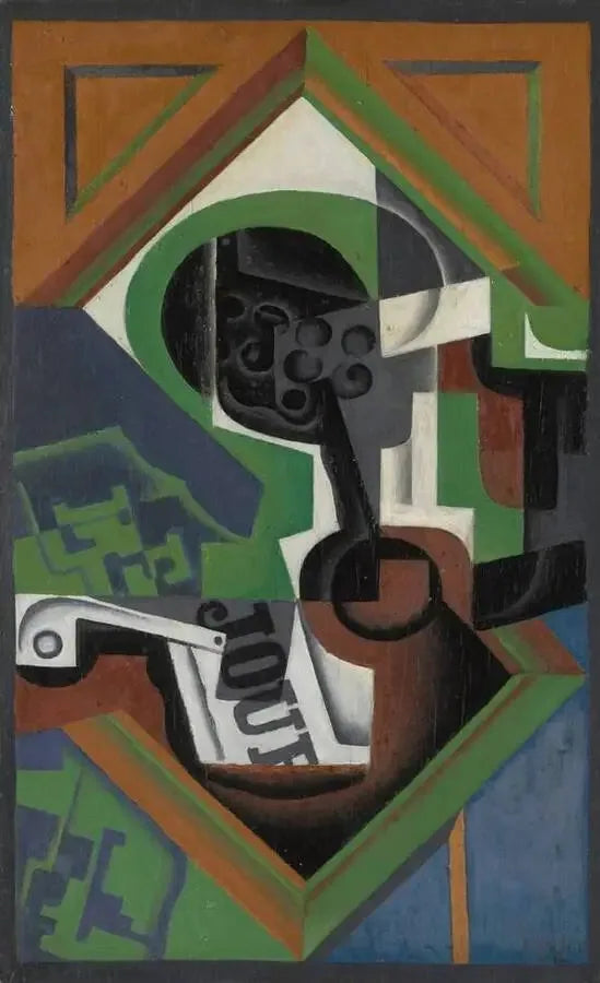 Putki ja viinilautanen viinirypäleillä - Juan Gris