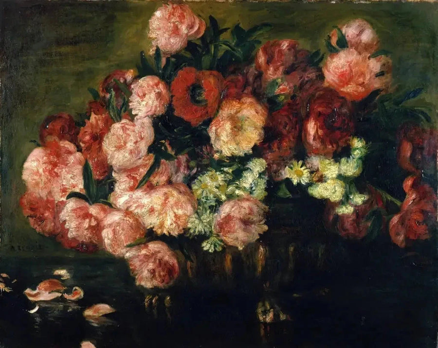 Pionit maljakossa - Pierre-Auguste Renoir