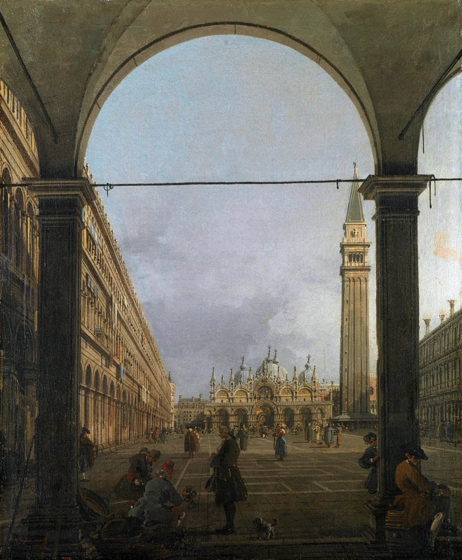San Marco - Placeen itäpuolella katsottuna pohjois-lännen kulmasta - Canaletto