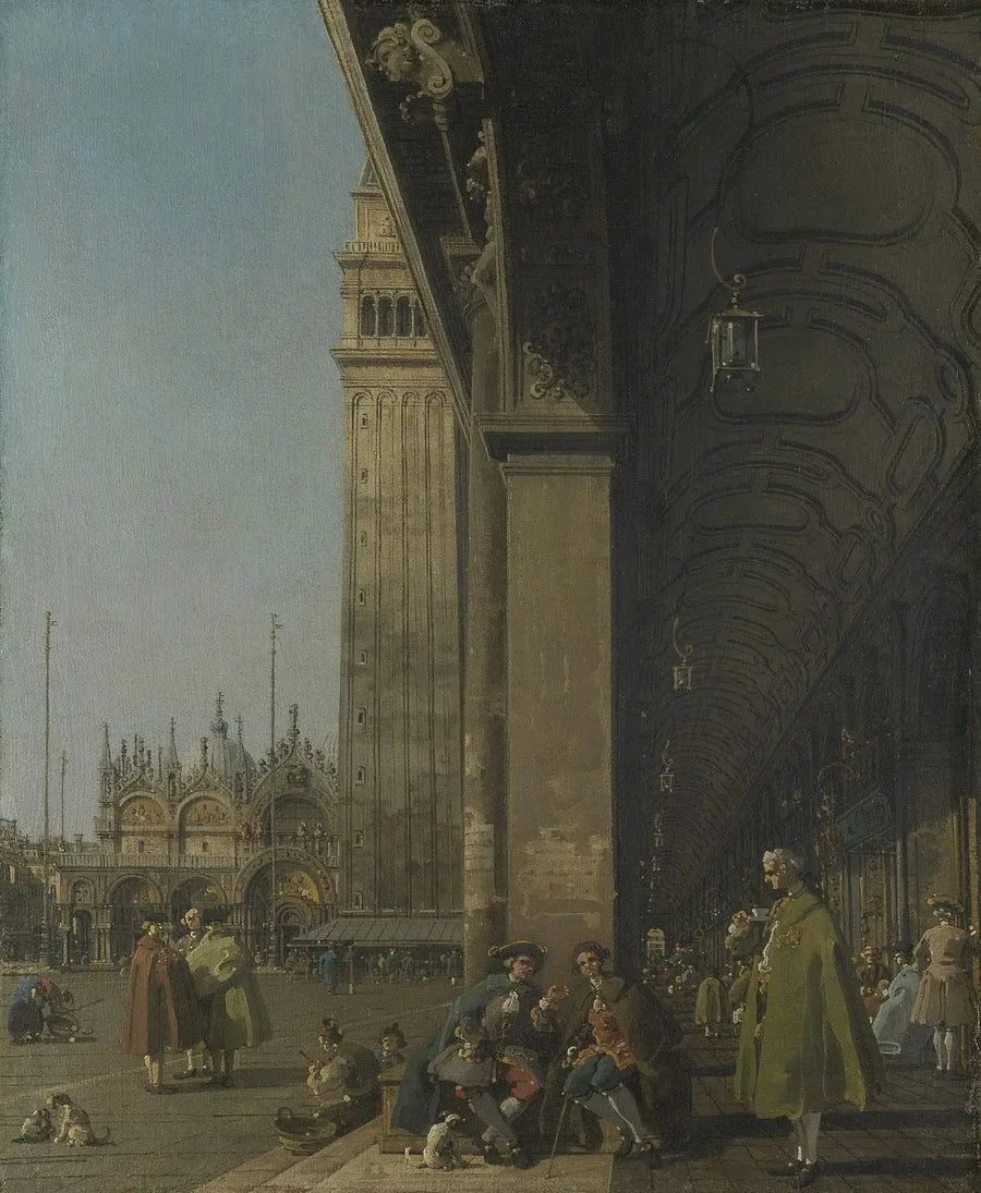 San Marco - Placeen itäpuolelta katsottuna etelänpuoleisesta kulmasta - Canaletto
