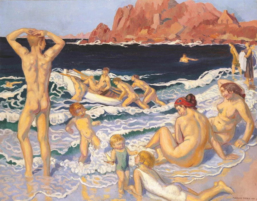 Ranta kanootti ja alaston mies - Maurice Denis