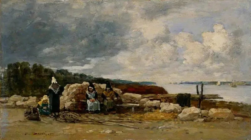 Plougastel: Katkarapujen kalastajat - Eugène Boudin