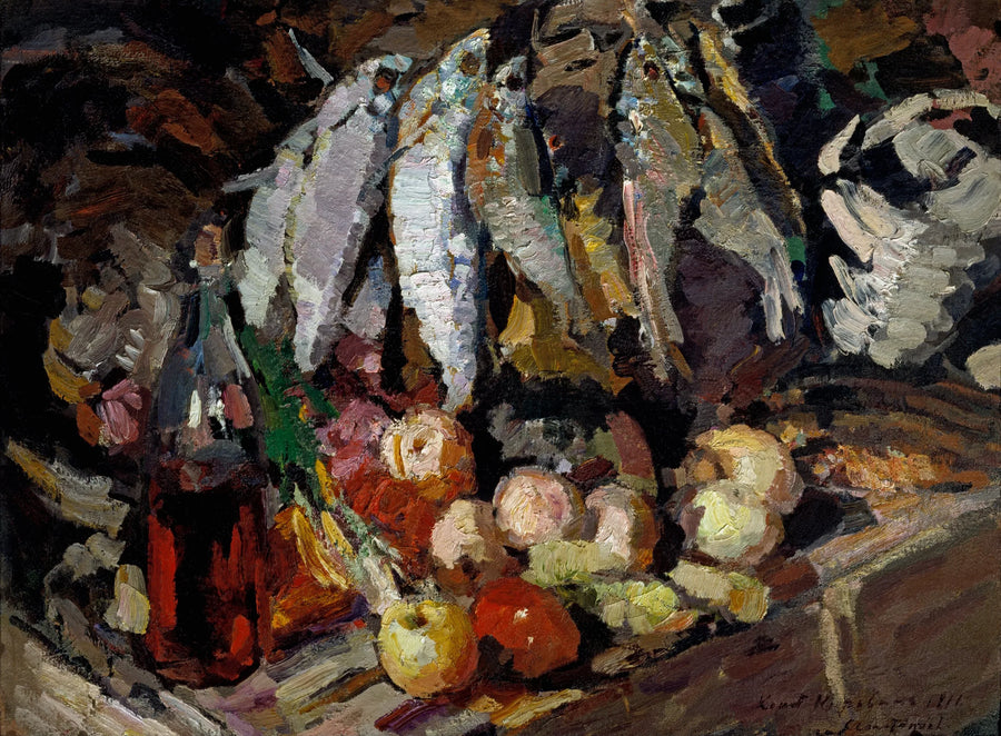 Kalaa, viiniä, hedelmiä - Konstantin Korovin
