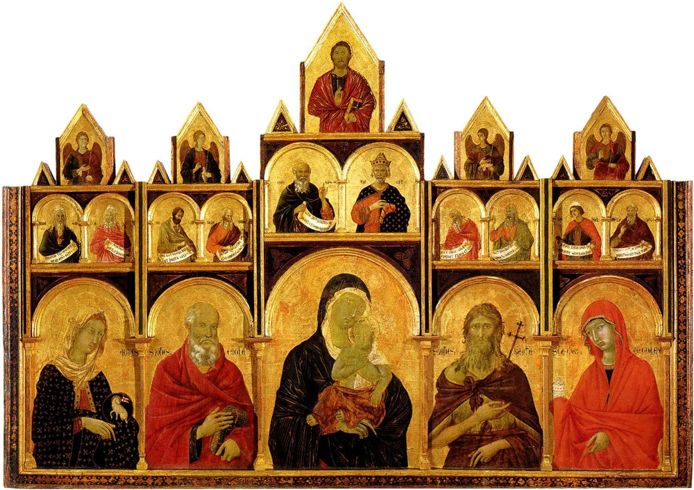 Polyptyque de la Vierge à l'Enfant avec des saints - Duccio di Buoninsegna image 1 reproduction d’œuvre d’art à l’huile
