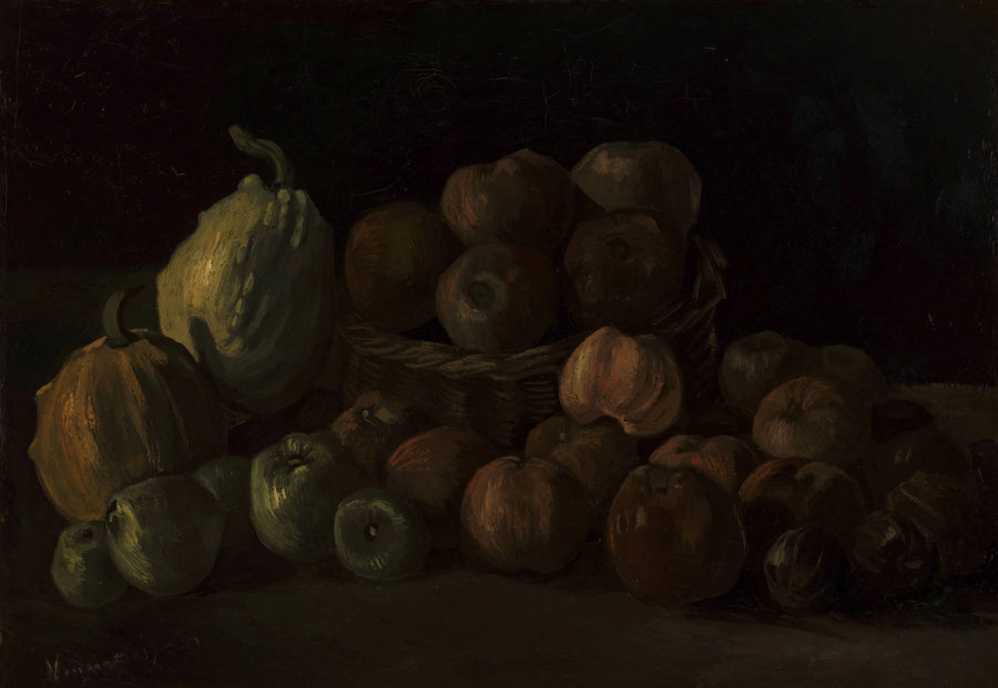 Still life with a basket of apples and two pumpkins - Vincent van Gogh