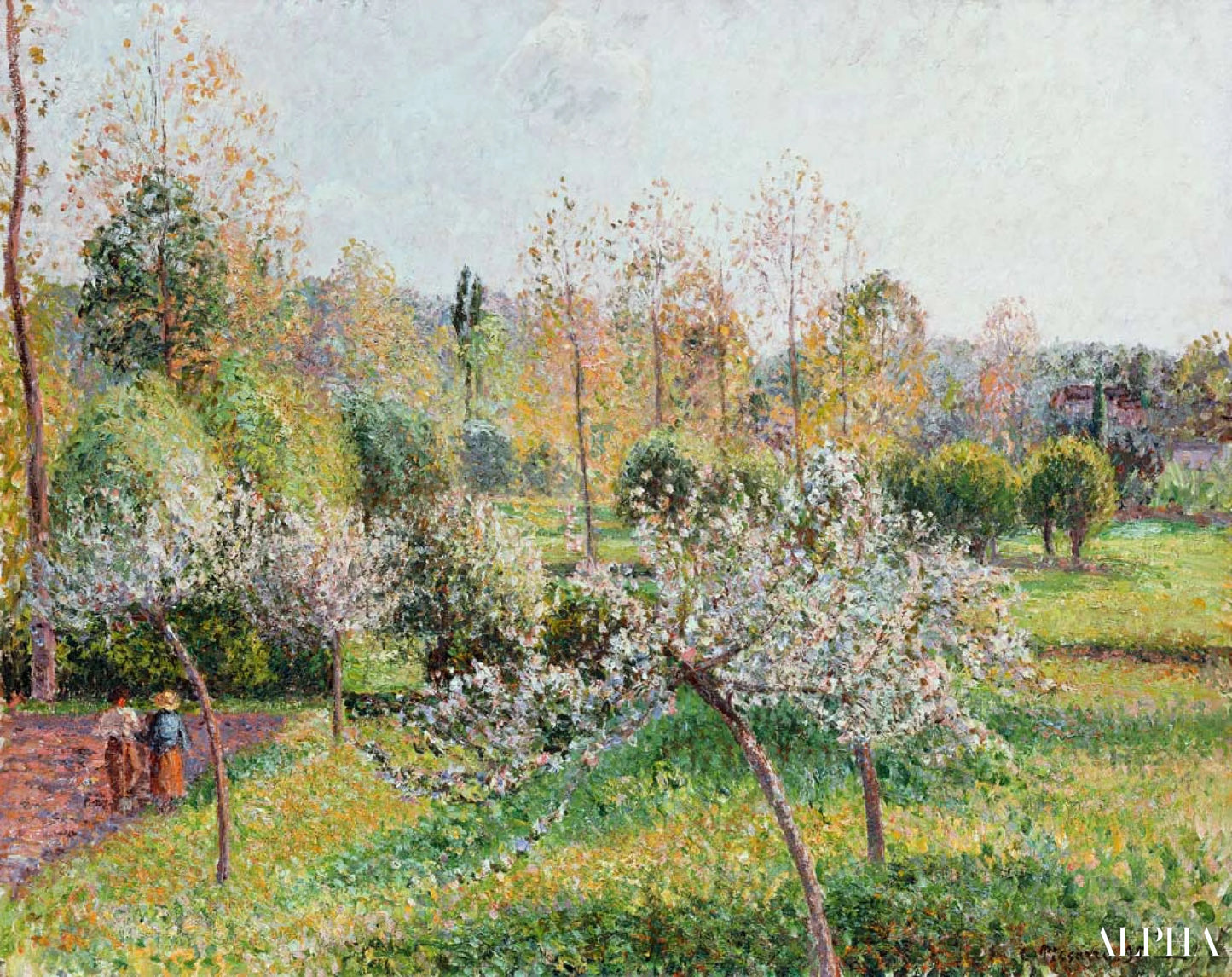 Kukkivat omenapuut Eragnyssä - Camille Pissarro - Taulujen ja korkealaatuisten maalauksien reproduktiot