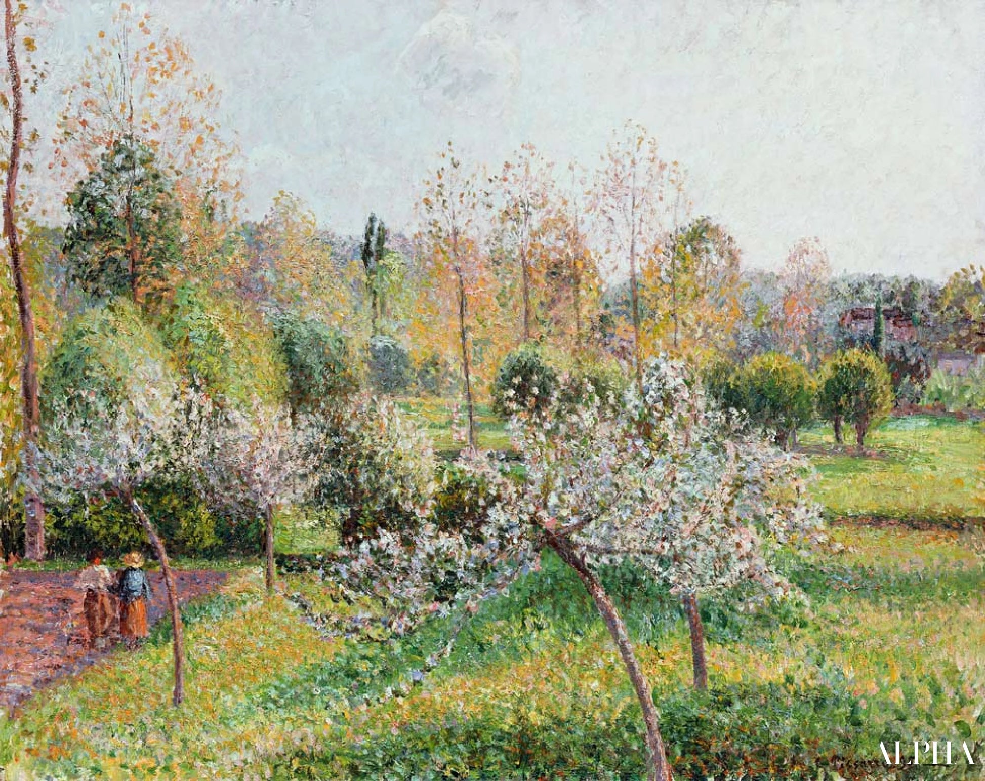 Kukkivat omenapuut Eragnyssä - Camille Pissarro - Taulujen ja korkealaatuisten maalauksien reproduktiot