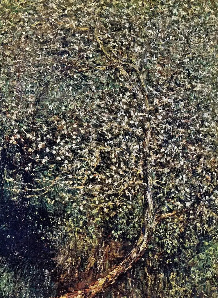 Kukkivat omenapuut veden rannalla - Claude Monet