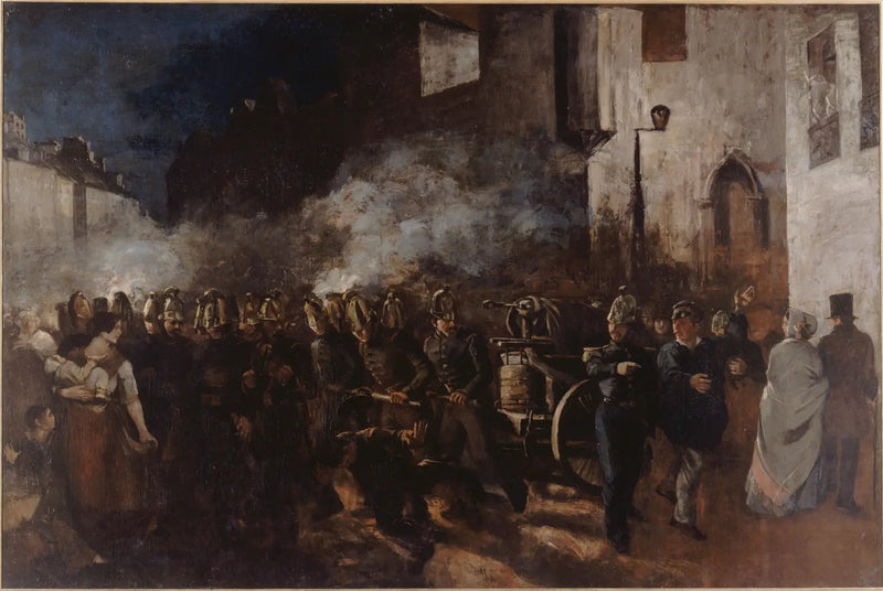 Palokuntien virtaava vesityöpalava - Gustave Courbet