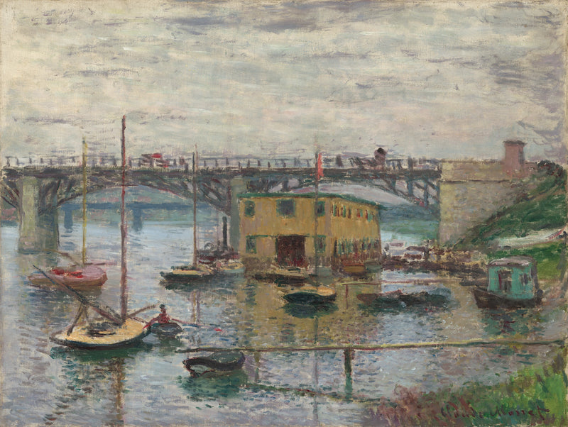 The Pont d'Argenteuil, harmaa päivä W316 - Claude Monet