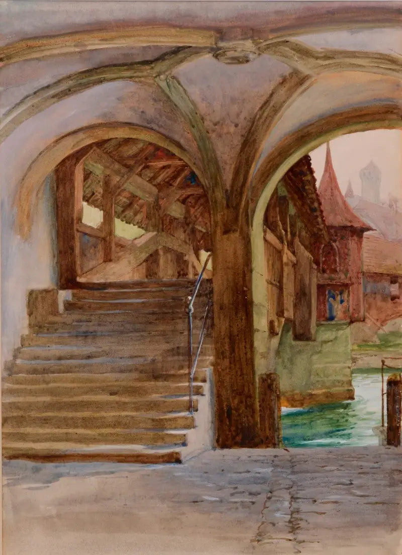Pont de la Chapelle au lac des Quatre-Cantons - Frank Bernard Dicksee