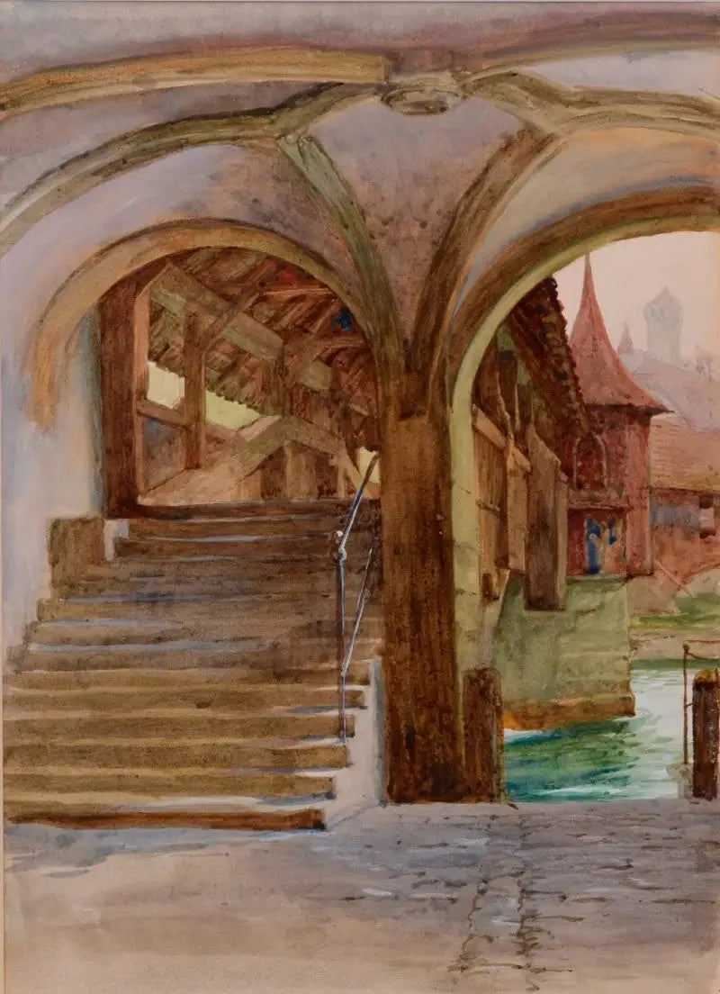 Pont de la Chapelle au lac des Quatre-Cantons - Frank Bernard Dicksee