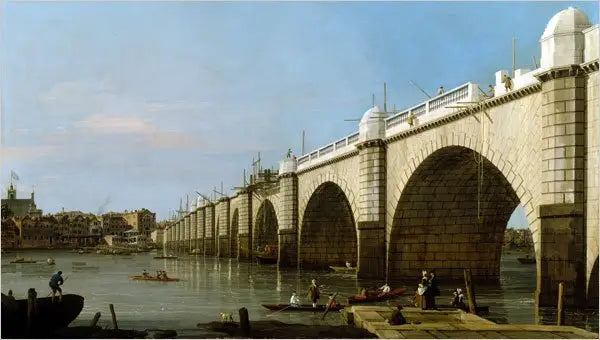 Westminsterin silta rakennuksessa eteläsivun tukipylvään alusta lähtien - Canaletto