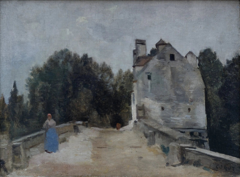 Pontti ja mylly Mantesin lähellä - Jean-Baptiste Camille Corot