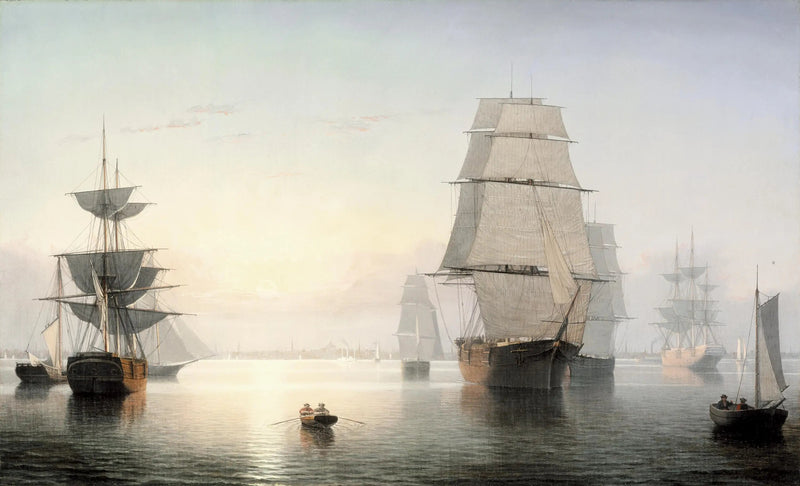 Bostonin satama, auringonlasku - Fitz Henry Lane