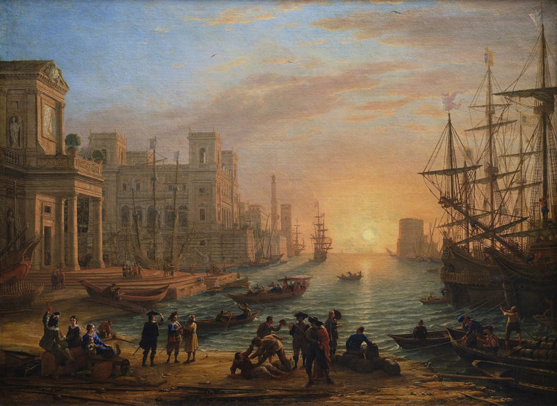 Merisatama auringonlaskussa - Claude Lorrain