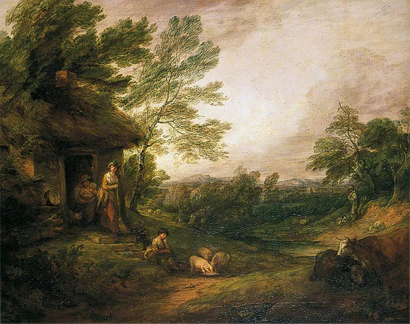 Huvilan portti tytön ja sikojen kanssa - Thomas Gainsborough