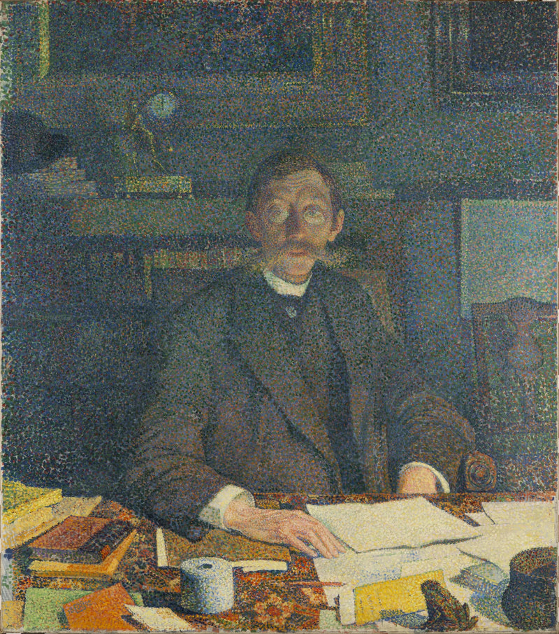 Emile Verhaerenin muotokuva työhuoneessaan, Moulin-kadulla Saint-Josse-Ten-Noode - Théo van Rysselberghe