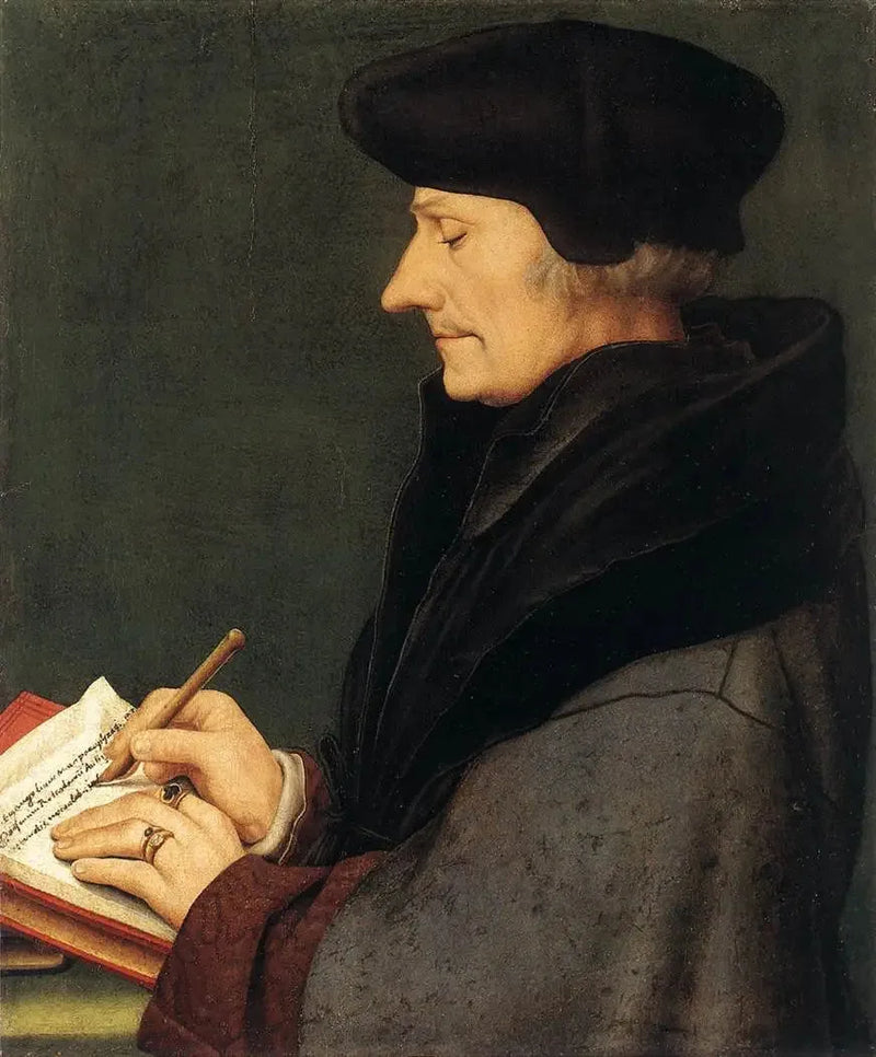 Erasmuksen Rotterdamilainen muotokuva kirjoittamassa - Hans Holbein nuorempi