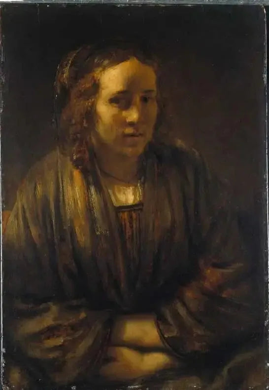 Hendrickje Stoffelsin muotokuva silkkipakkauksessa - Rembrandt
