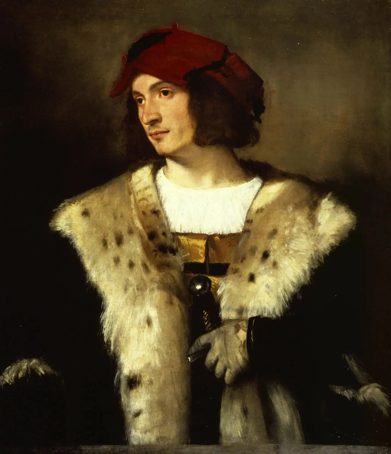 Miehen muotokuva punaisessa hatussa - Titian