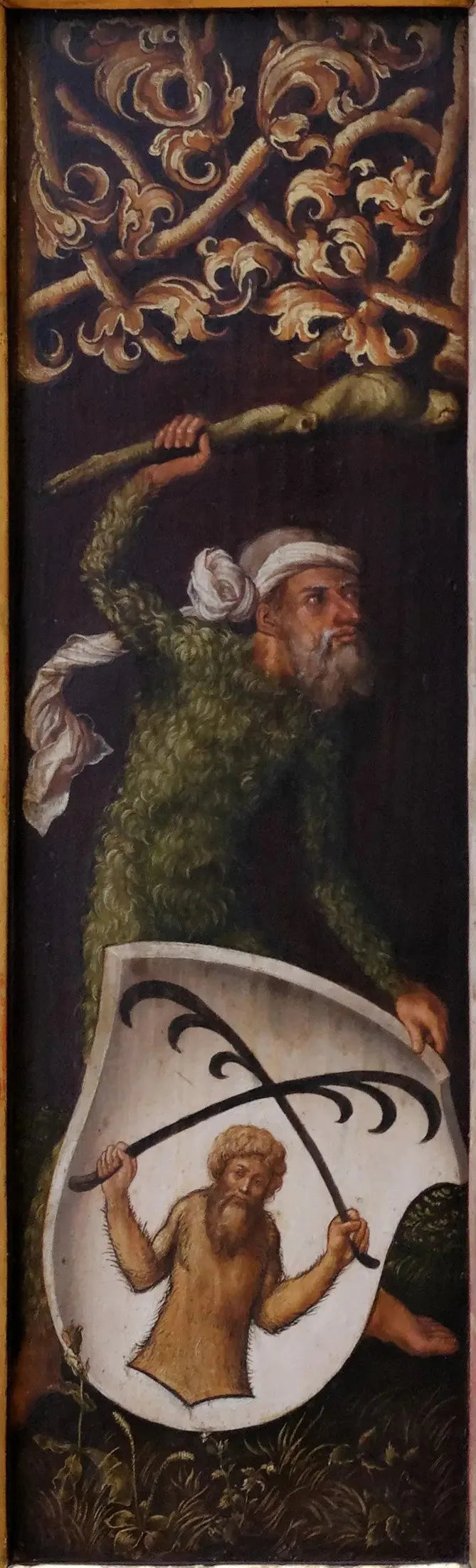 Oswolt Krelin muotokuva: "Sienimiehet" Oswolt Krelin vaakuna-shieldien kanssa - Albrecht Dürer