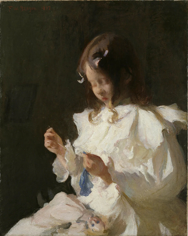 Lasten muotokuva ompelemassa - Frank Weston Benson