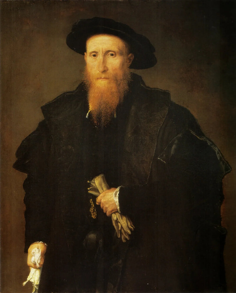 Aatelismiehen muotokuva käsineet kädessä - Lorenzo Lotto